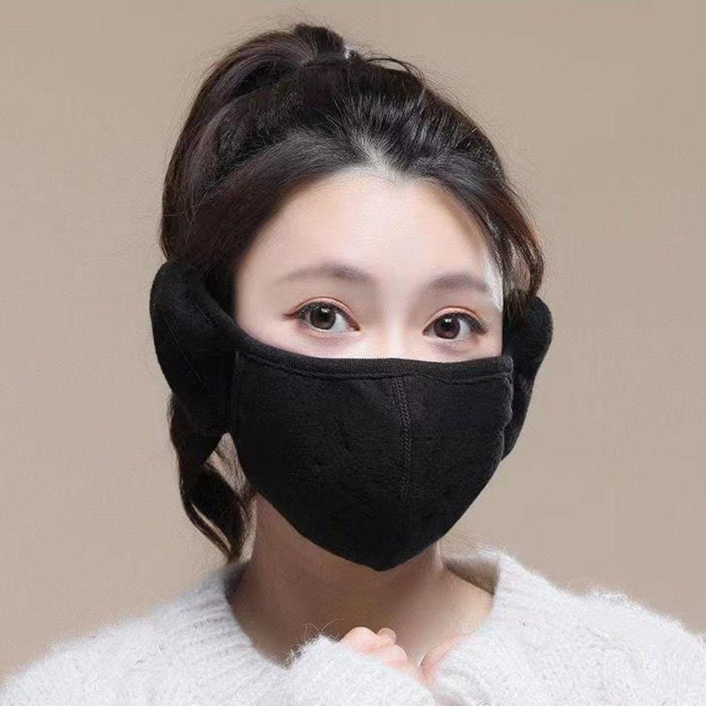 Women Female Breathable Windproof Cold-proof Earmuffs Fleece Mouth Cover Warm Masks Ear Warmer
