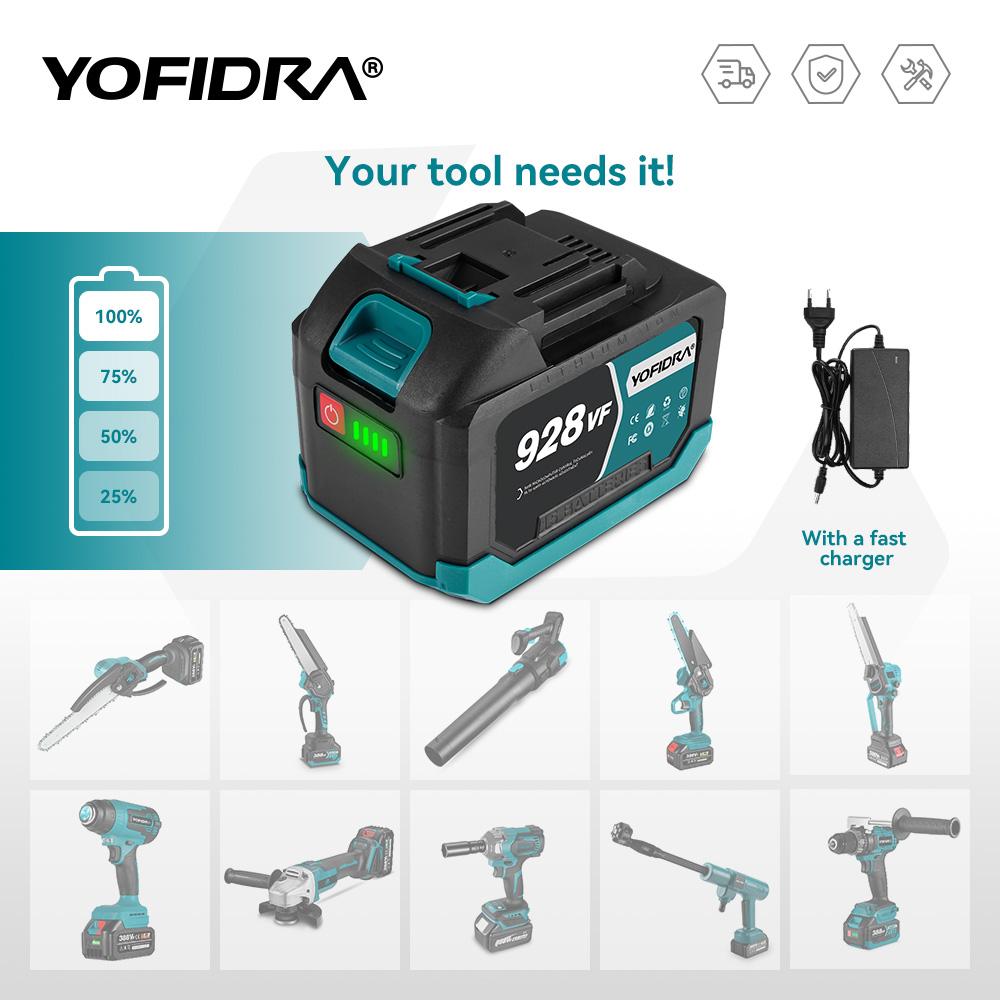 Yofidra 388VF 928VF перезаряжаемая литиевая батарея 22500 мАч 15000 мАч литий-ионная батарея для электрической цепной пилы дрели гаечного ключа электроинструмента