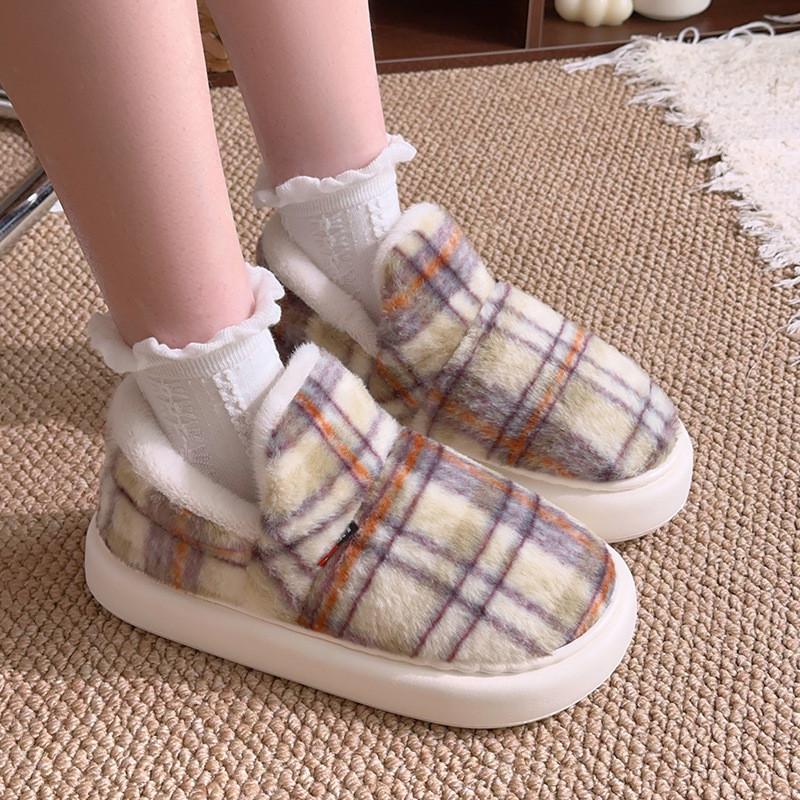 Vintage Cotton Slippers For Adults With Eva Outsole Antislip Warm Indoor Use