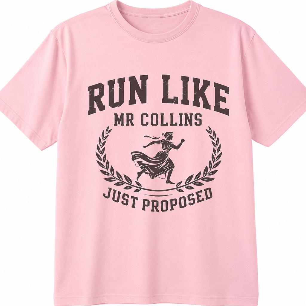 Vintage Summer Unisex Tshirt Run Like Mr Collins Just Proposed Short Sleeve Soft Oneck Tees Y2k Fashion Funny T Shirts For Unisexs