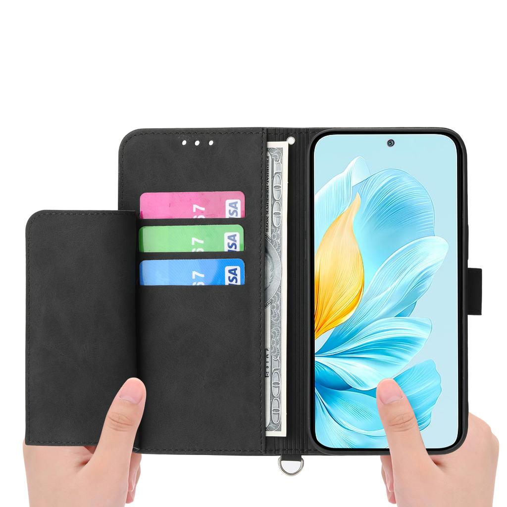 For Oppo Reno15 5G (Global) / Reno15c 5G (China) Wallet Case Flower Pattern PU Leather Phone Cover with Strap
