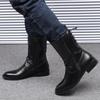 Men's British Korean Style High-Top Leather Martin Boots - Fashionable, Warm, Autumn/Winter Pointed Mid-Tube Design
