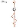 Alisouy 1pc Surgical Steel Crystal Zircon Flower Heart Leaf Bow-knot Dangle Button Navel Piercing Ring Belly Ring Body Jewelry