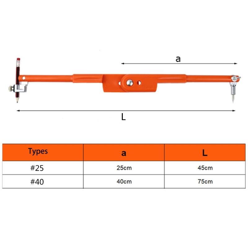 Carpenter Pencil Compasses Large Diameter Adjustable Dividers Marking Scribing Accurate Measurements Fit for Woodworking