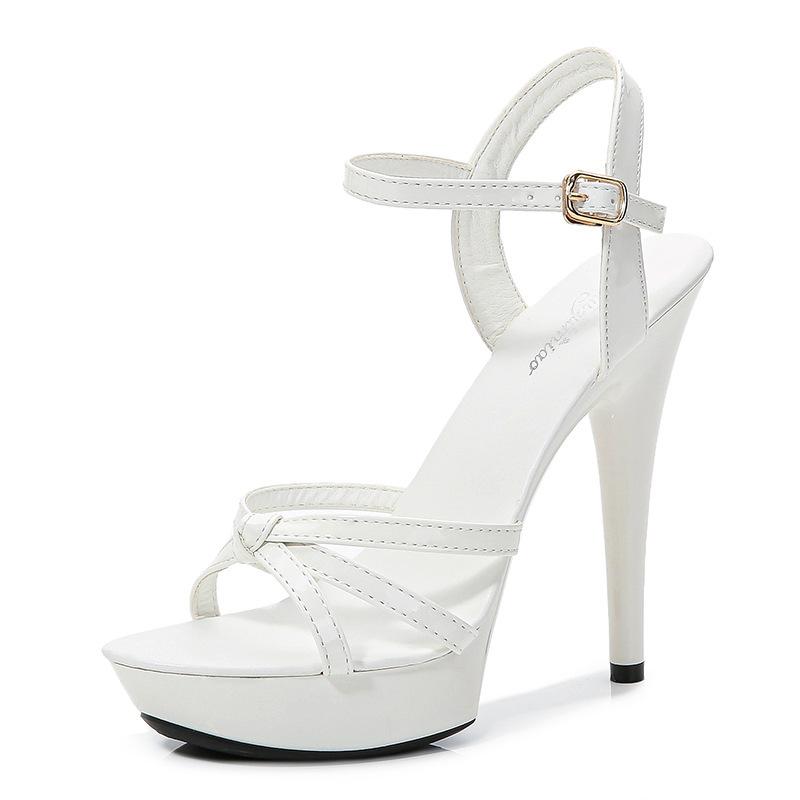 Сексуальные каблуки для женщин, босоножки с перекрестными ремешками, лакированная кожа, 13 см, туфли-лодочки на тонком каблуке для ночного клуба, женские