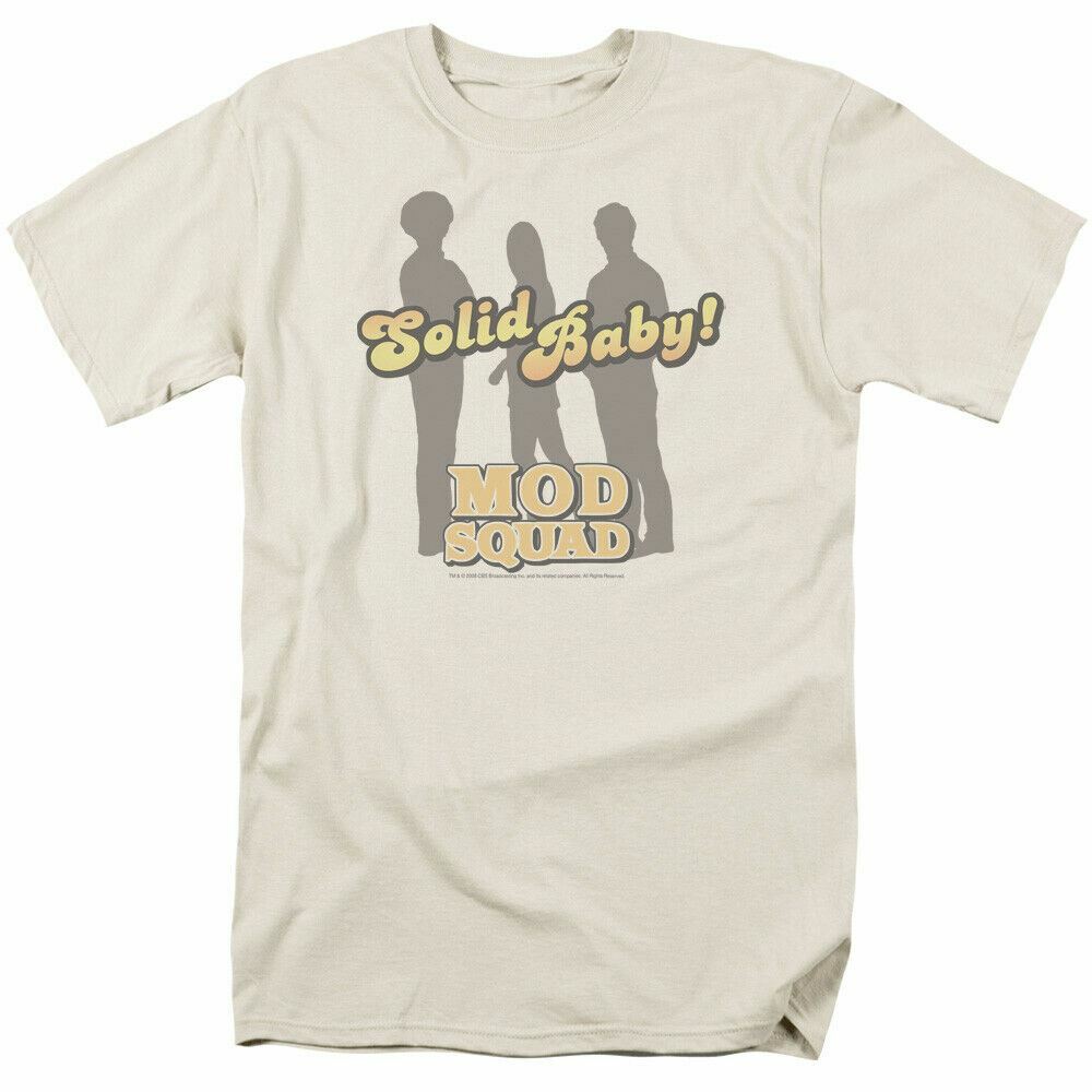 Мод-отряд Однотонная футболка Mod Squad Мужская Однотонная Детская С лицензией Классический логотип ТВ Кремовый