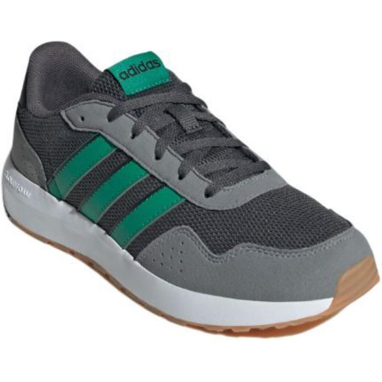 adidas Детские кроссовки для бега Run 60s, противоскользящие, износостойкие, низкие, темно-серый/травянисто-зеленый/серый, подростковые кроссовки JH8773