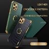 Crocodile Leather Case For Iphone 16 15 14 Pro MAX 12 11 Pro X XR XS 8 7 Plus SE 2020 Phone Holder Cover Magnetic Car Ring