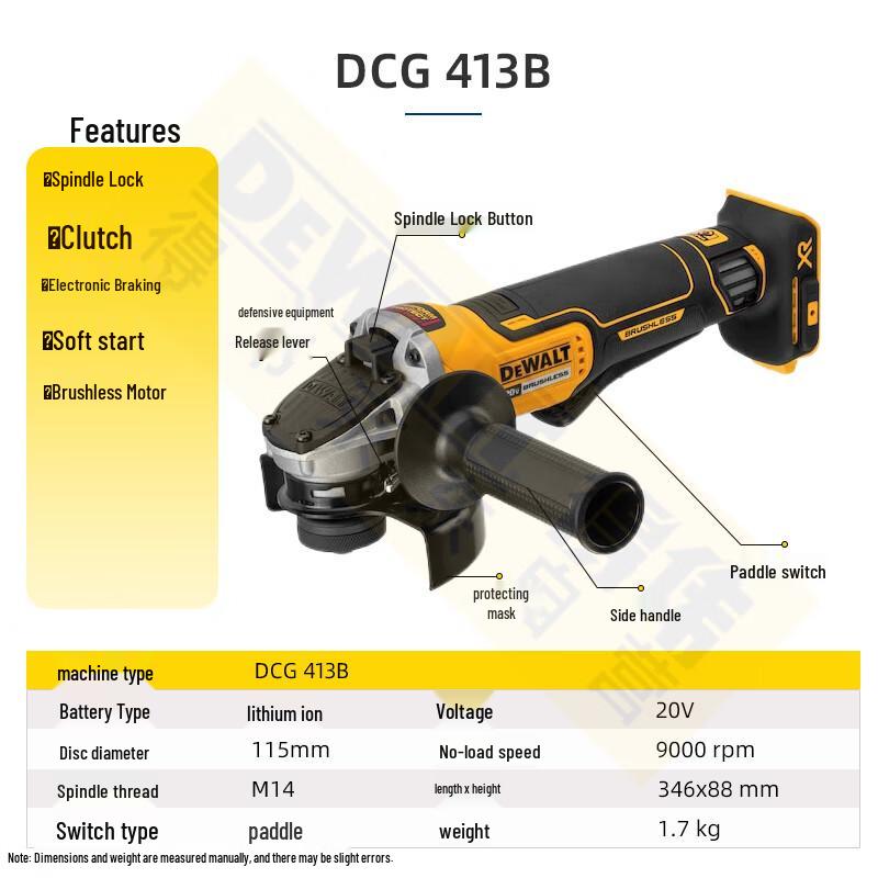 DeWalt 20V MAX XR Бесщеточная аккумуляторная угловая шлифмашина и полировальная машина Штепсель CN (адаптер в комплекте)