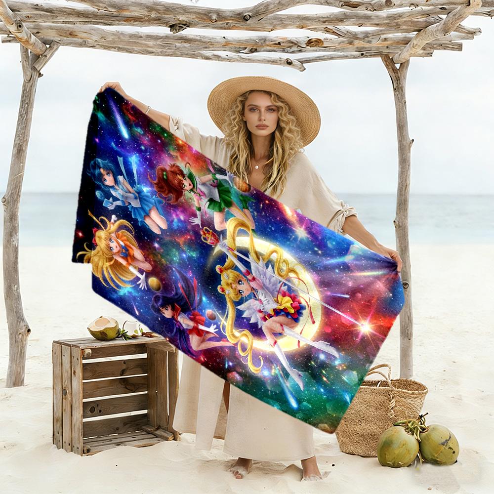 Sailor Moon Magic Durable Beach Towel soft Couple beach towel, family beach towel set Bath Accessory Perfect Gift for Valentine's Wedding Birthday