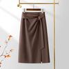 2025 Asymmetrical High-Waisted Slit Midi Skirt for Women - Spring/Summer Trendy Option