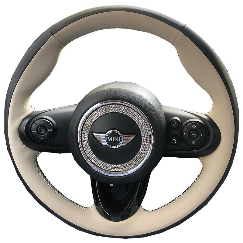 For MINI Cooper S JCW F60 F55 F54 F56 F57 Hand-stitched Black Non-slip Car Steering Wheel