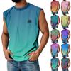 Мужская летняя майка без рукавов с принтом, круглым вырезом и градиентом, спортивная, в стиле кэжуал