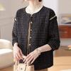 Navava Women Stylish Vintage Check Color Block Long Sleeve Cardigan Nc414