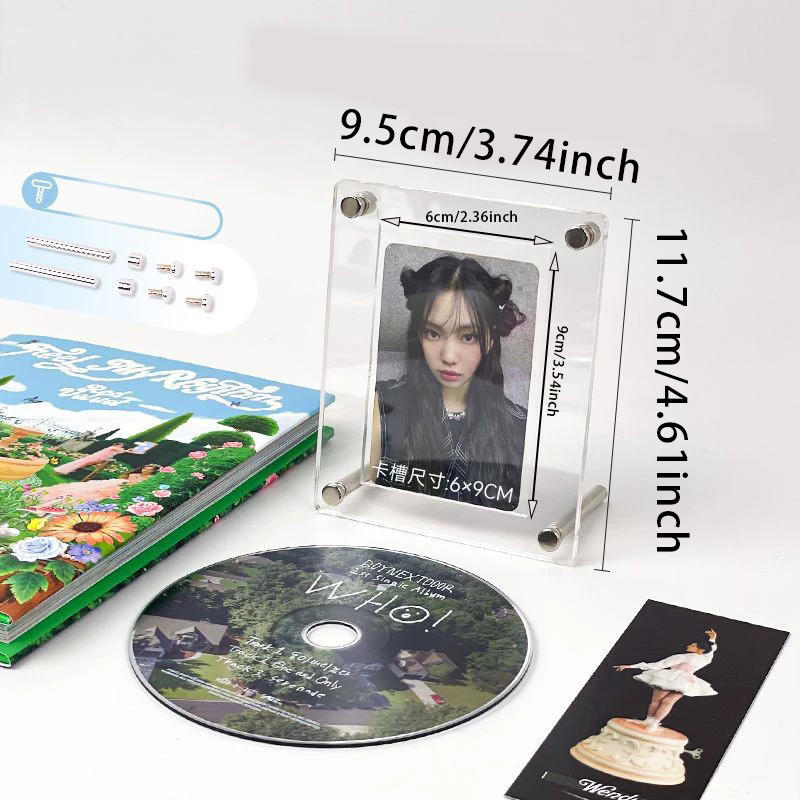 Маленькая стойка для визиток Акриловая фоторамка для CD, пластинок и трехдюймовых фото Настольное украшение Альбом Прозрачный контейнер для хранения Коллекционных предметов Фотографий