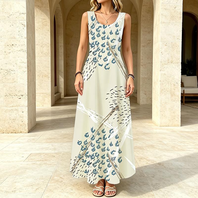 Women's Sleeveless Maxi Tank Dress Lightweight Loose Fit,Minimalist Style,Ideal for Beach Vacation,Daily Casual & Outdoor Travel,Versatile Fashion