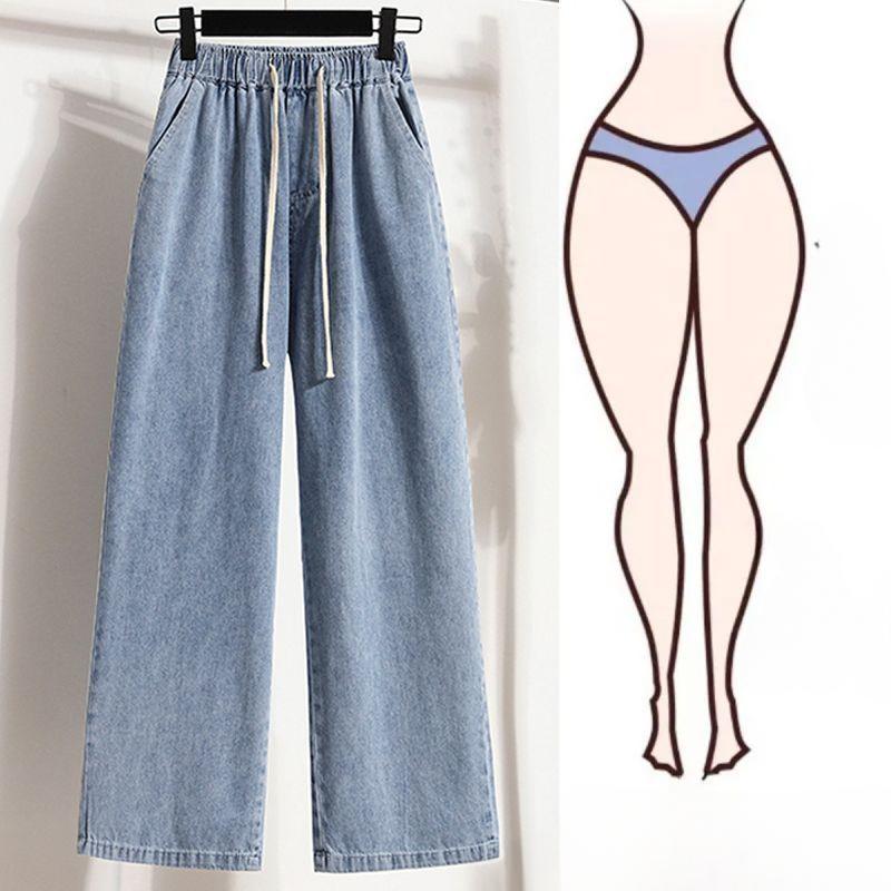 Новые джинсы больших размеров, летние женские, базовые, эластичные, широкие, свободные, повседневные, женские, синие брюки