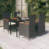 VidaXL Garden Dining Set with Cushions 5 Pcs Black, 60 Kg