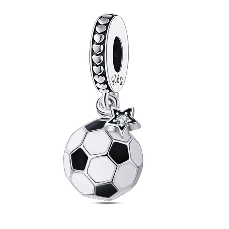 Новый 925 Серебряный Цвет Футбол Бадминтон Бейсбол Спортивная Серия Подвески Бусины Подходит Diy Оригинальный Браслет 925 Изящных Ювелирных Изделий DIY
