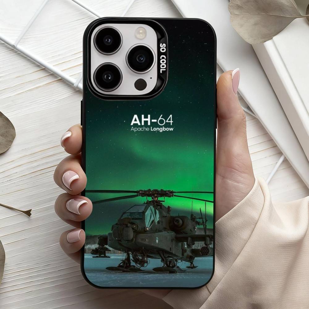 Чехол для телефона Apache AH-64 Helicopter G-Gunships для iPhone17,16,15,14,13,12,11 Plus,Pro Max Черный Конфетный серебристый чехол для телефона