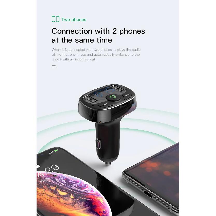 Baseus FM-передатчик Bluetooth Aux Аудио MP3-плеер FM-радио Двойной USB Быстрая зарядка Автомобильное зарядное устройство FM-модулятор Hands-free Автомобильный комплект
