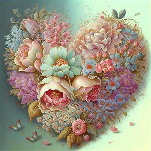 Diy Алмазная картина Сердце Цветок Домашний декор Полный квадрат Круглая вышивка Мозаика Фэнтези Пейзаж Настенное искусство