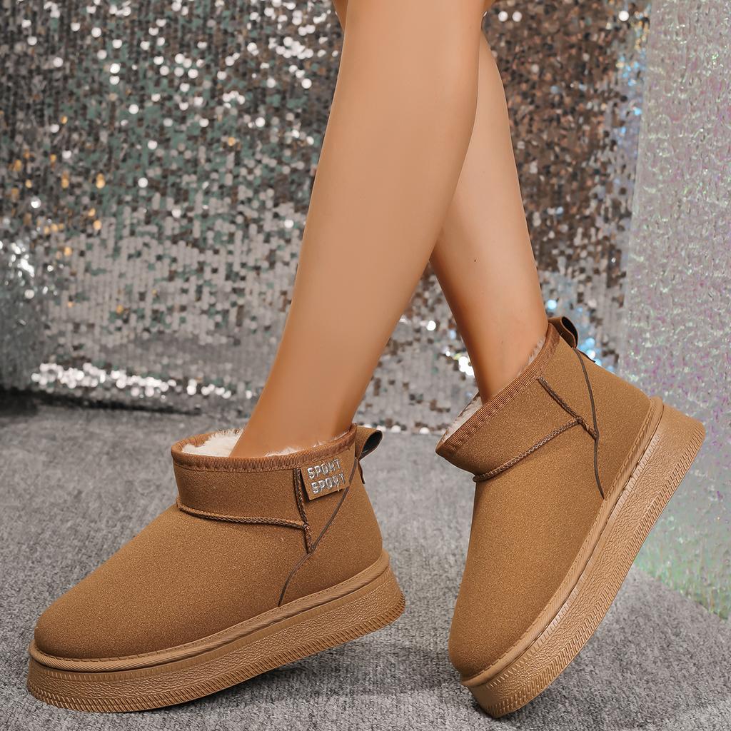 Women Snow Boots for Solid Platform Artificail Suede Boots Autumn Winter Warm Shoes Boats Large Size 44 Slip On Cotton Shoes
