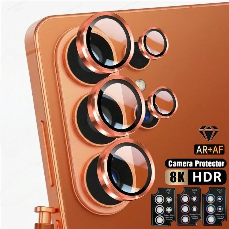 Защитное стекло с металлическим кольцом 8K Ultra HD для камеры Samsung S26 S25 S24 Ultra Plus Легкая установка Кольцо для объектива Пленочные аксессуары