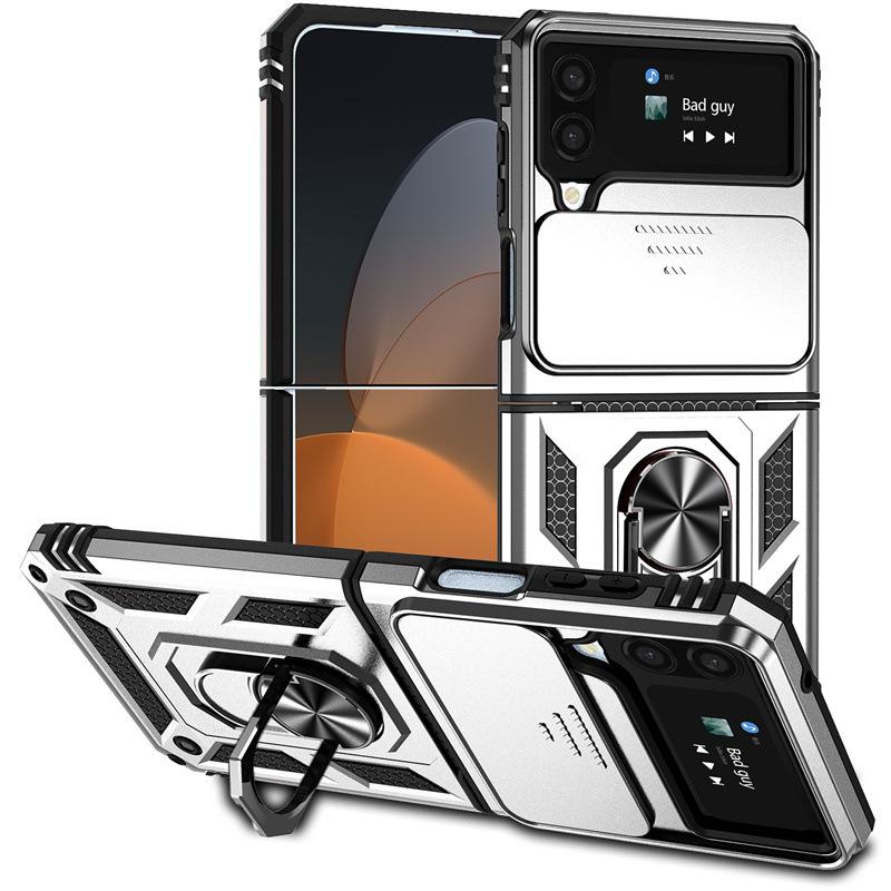 Подходит для Samsung Z Flip 6 Чехол-кольцо против падения Складной чехол для мобильного телефона Z Flod 7 Защитный чехол с выдвижным окошком