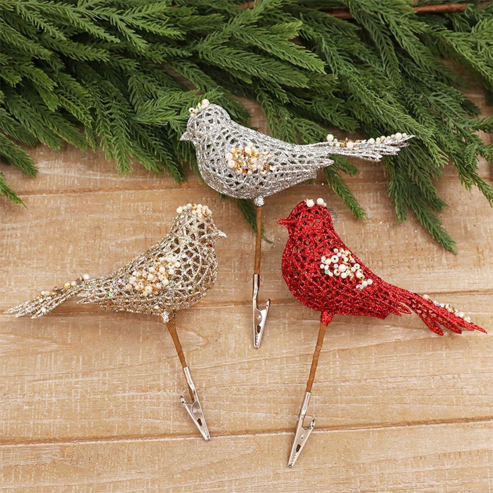 Hollow Design Christmas Tree Bird Decorations Plastic Xmas Tree Ornament Photography Props