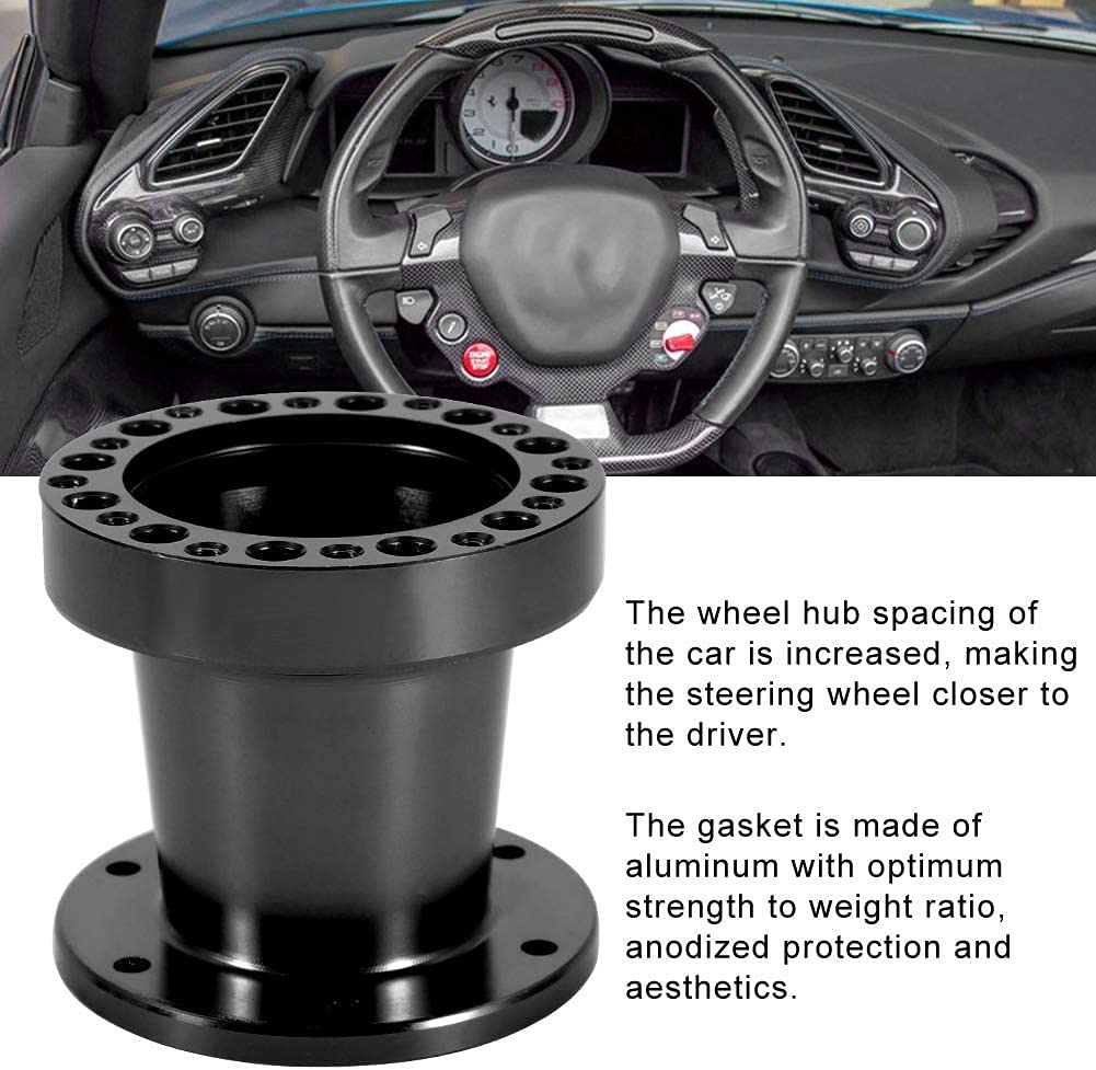 Car Steering Wheel Hub Steering Wheel Hub Adapter Kit Universal 101mm Spacer, Aluminum, Black,