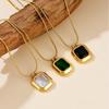 European and American Emerald Pendant Necklace: Women's Light Luxury, 18k Gold-Plated Clavicle Chain