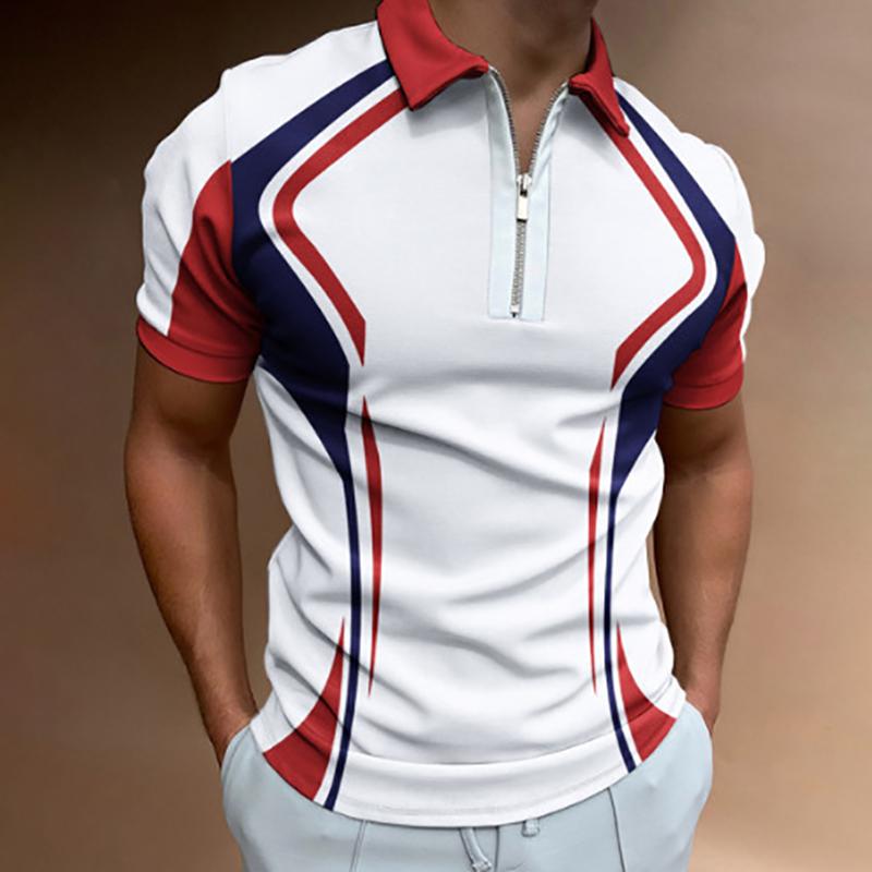 Casual Men's Fashion Printed Short Sleeve POLO Shirt T-shirt