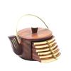 Wooden Kettle Shape Drink Coasters Wood Table Coaster Set of 6 for Tea Cups Coffee Mugs Beer Cans Bar Tumblers and Water Glasses.