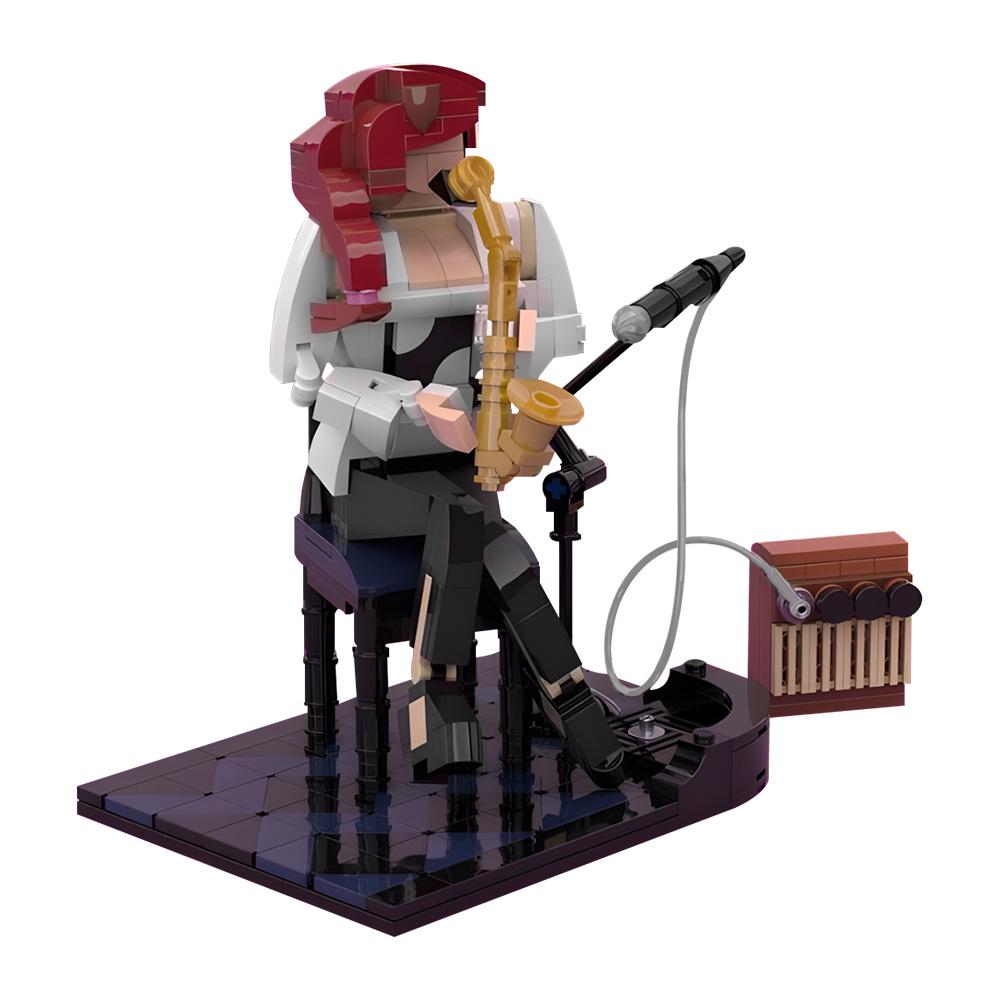 Gobricks MOC Джазовый саксофонист Строительные блоки Модель Музыкальное выступление Джазовый певец Строительные блоки Большая качающаяся группа Игрушки Подарок