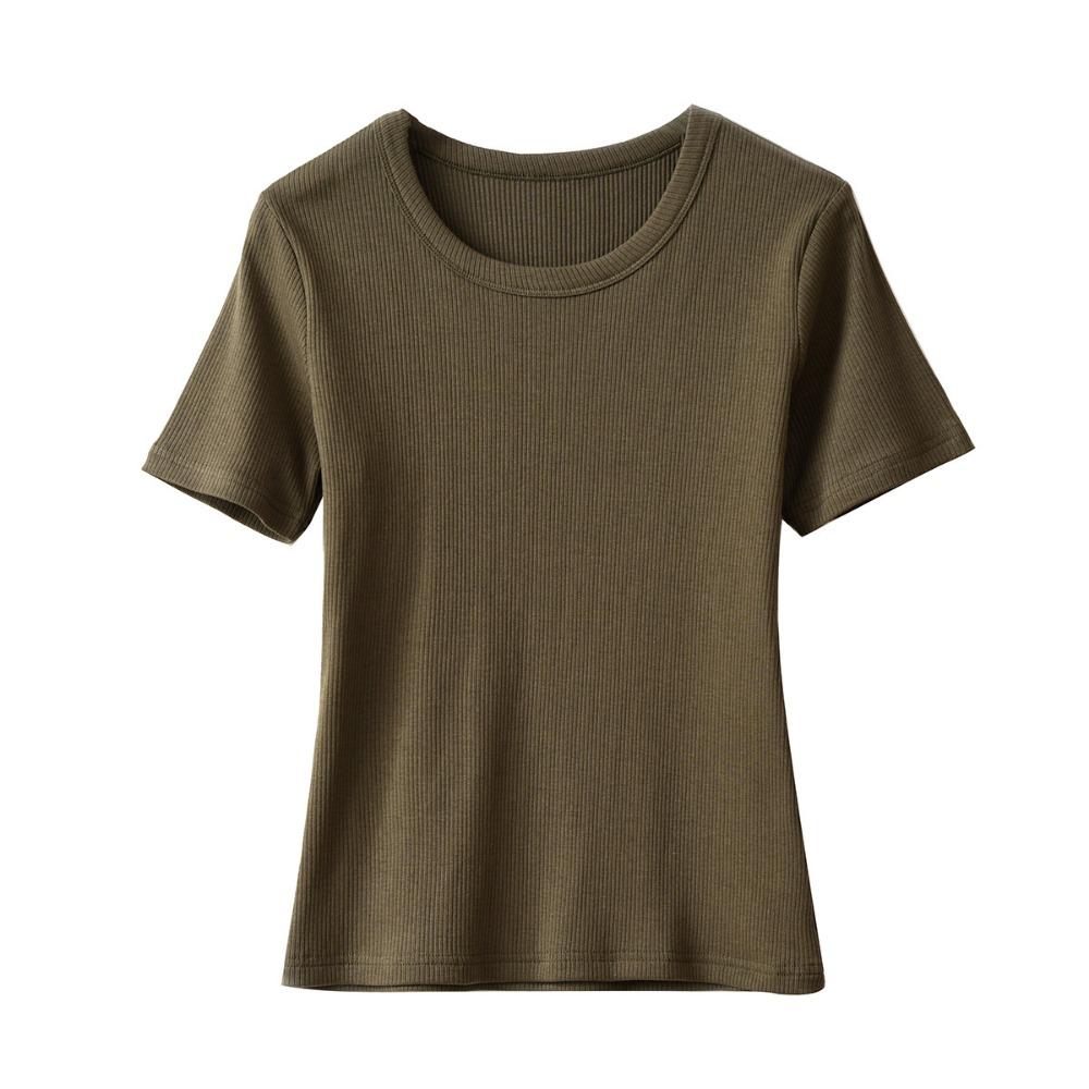 Women's Summer Round Neck Slim Hundred Short-sleeved Medium-sleeved T-shirt