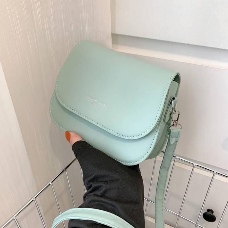 Сумка на плечо-седло, женская сумка через плечо из искусственной кожи, простая однотонная сумка с клапаном, сумка