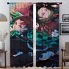 Elegant Room Curtains 2 Pieces Demon Slayer Living Room Curtain Home Interior Curtains for Camera Shades Tulle for Bedroom Child