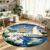 Ocean Sea (14) Theme Round Crystal Velvet Rug Custom Name Text Personalized Floor Mat Home Decor Non Slip Crystal Carpet
