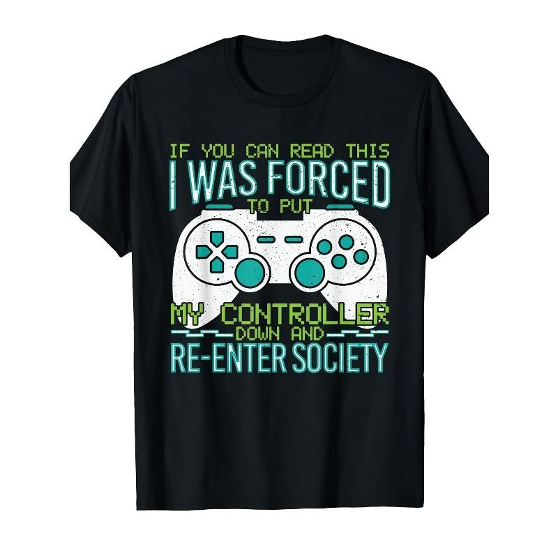 Европейские размеры Pro Gamer Presents "Вставь геймпад, вернись в общество" Игровая футболка - Ретро Черная футболка для взрослых с Геймпад Гр...
