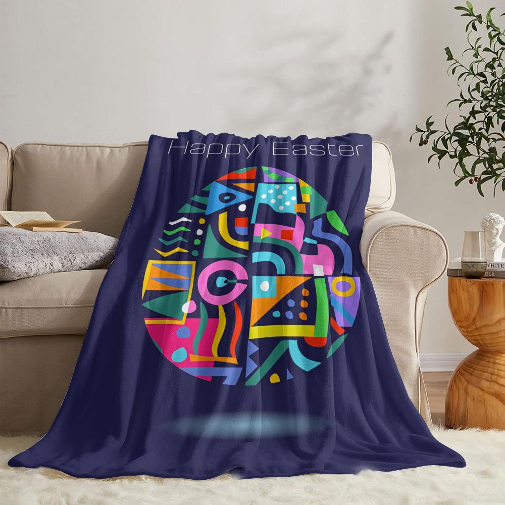 GUOYU Blanket Happy Easter Throw Soft Flannel Throw Summer Blanket Lightweight Cozy Nap Blanket for Sofa Bed Travel