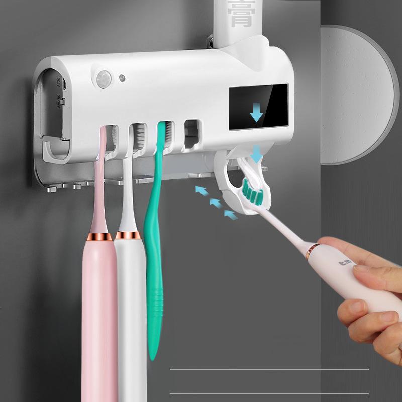 Toothbrush Holder Ultraviolet Sterilization Intelligent Sterilizer Perforation-free Wall-mounted Tooth Cleaning and Toothpaste Squeezing Device MIT