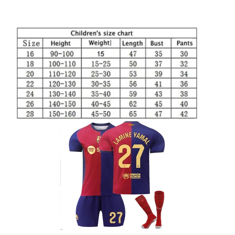 Kids Sportswear Yamal Soccer Jersey - Polyester, Red and Blue, Youth Football Kit, Breathable Quick-Dry Training Match Shirt
