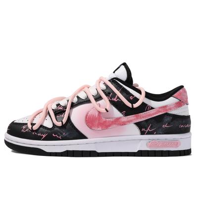 Кроссовки Dunk ADCDAVINCI Custom Низкие Скейтбордические Мужские Черно-Розово-Белые DD1391-100(КомандаМ-)