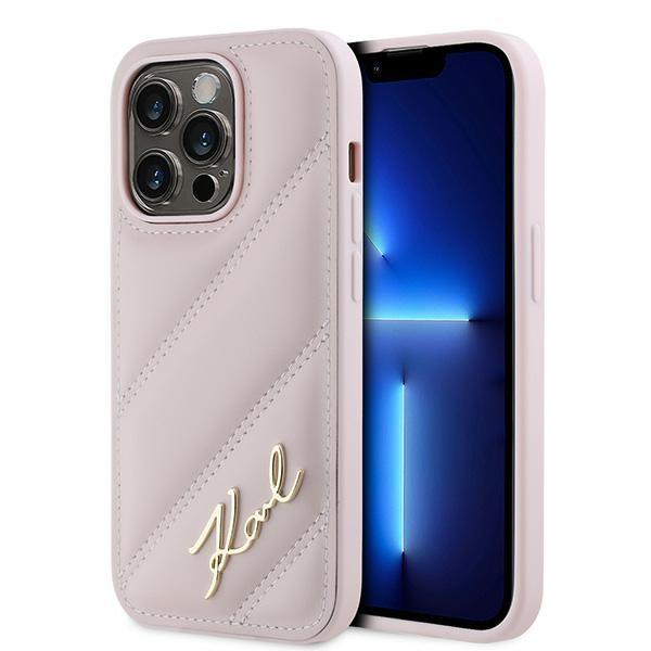 Etui do iPhone 14 Pro Max Karl Lagerfeld Twarde Pikowane Różowe