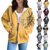 Женская повседневная модная толстовка с капюшоном, длинным рукавом, молнией, градиентной полоской и принтом