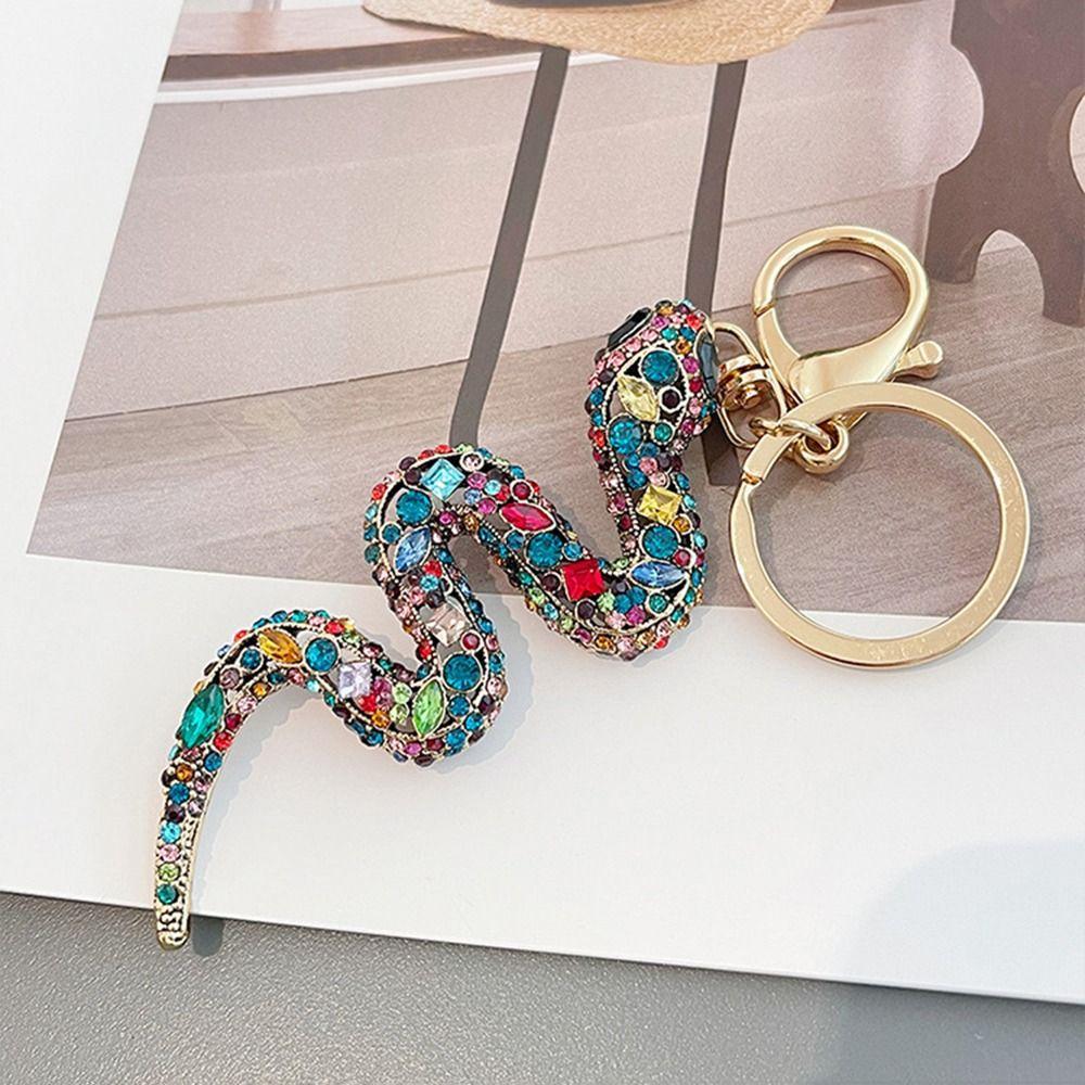 Брелок-змея со сверкающими стразами, кулон на женскую сумку, кулон на удачу в виде змеи, новогодние подарки