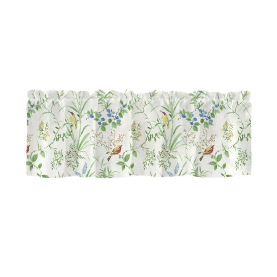 Весенняя Цветочная Занавеска-Ламбрекен Листья Цветы Оконный Ламбрекен Короткая Кухонная Занавеска-Ламбрекен с Карманчиком для Штанги для Ванной Комнаты Столовой