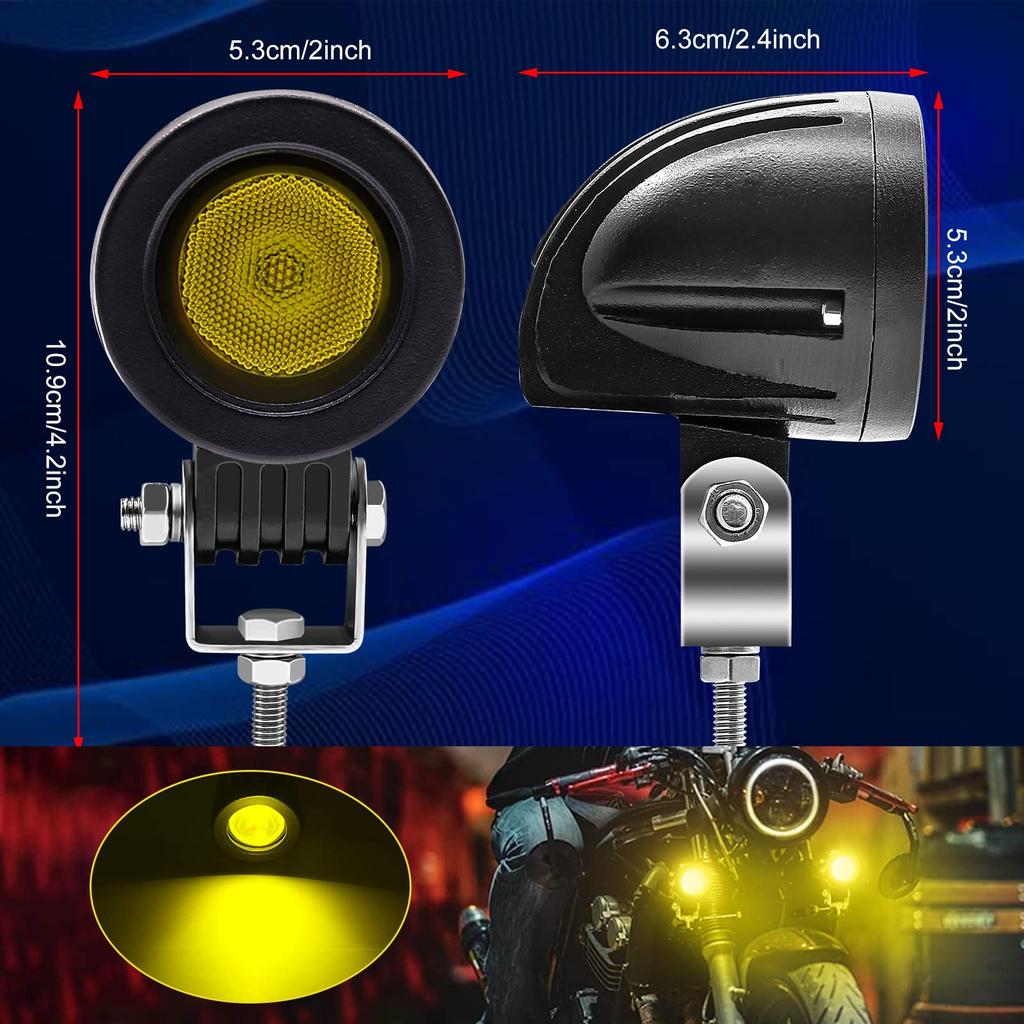 Мотоциклетная противотуманная фара YnGia, 12 В 24 В светодиодная рабочая фара, Рабочая фара, Водонепроницаемая, Включен переключатель ВКЛ/ВЫКЛ, Плоская линза, Желтый свет, Автомобильная противотуманная фара, Рабочая фара