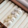 Luxury Shiny Zircon Crystal Pearl Pendant Gold Color Earrings 2026 Fashion Jewelry Party For Women's Exquisite Ear Accessories